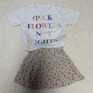 Graphic Tee and Floral Skirt Set